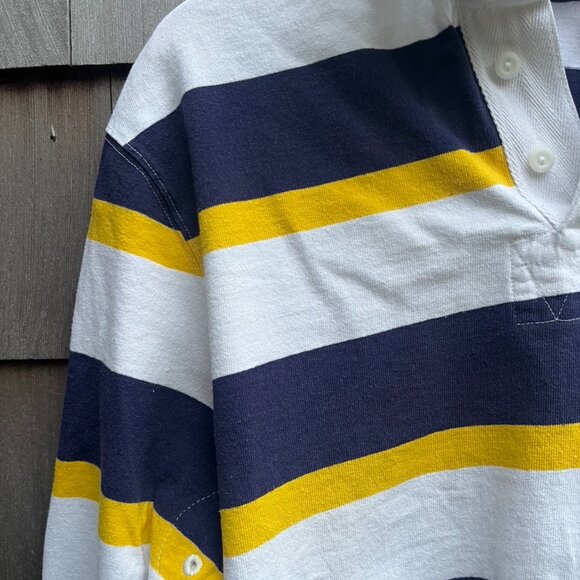 Vintage Polo Ralph Lauren Striped Rugby Shirt 90s Blue Yellow White Sz M - Picture 4 of 14